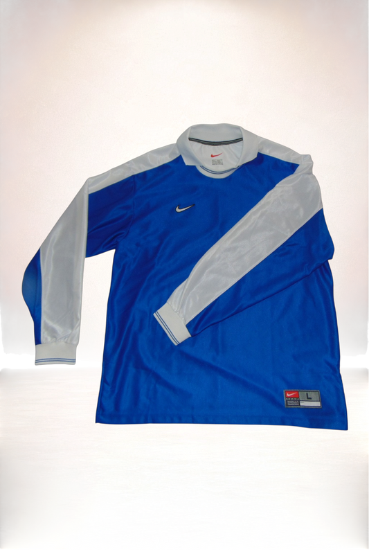 Nike Template Shirt Longsleeve Blau/Weiß - Größe L | Selected Piece